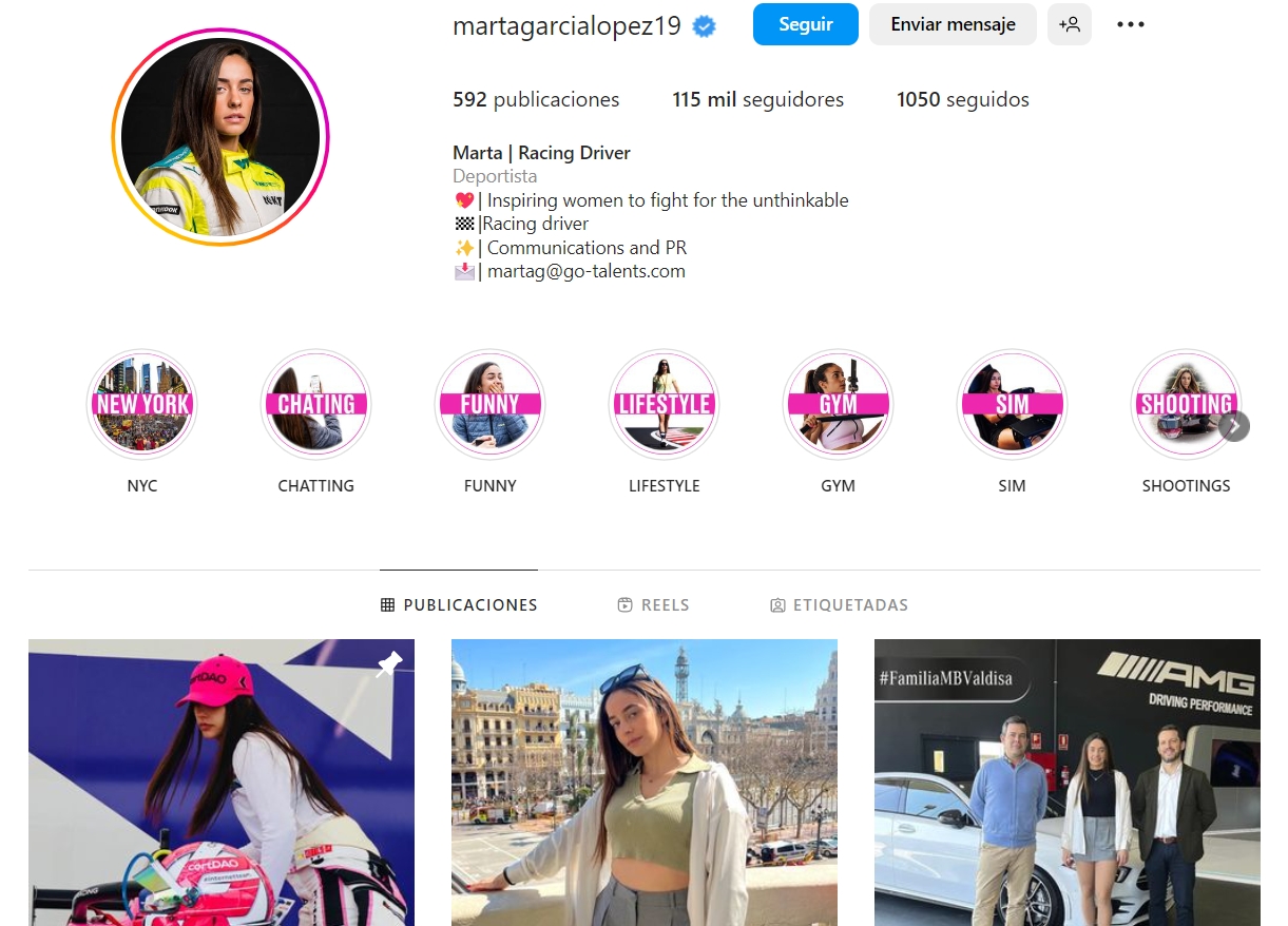 Instagram Marta García F1 Academy